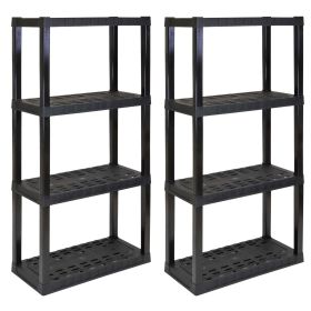 Hyper Tough 4-Tier Shelving Unit, W30 x D14 x H57" Multipurpose Home Storage Organizer, Black, Pack of 2