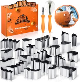 Pumpkin Carving Kit, Easy & Safe Pumpkin Carver Tools DIY Stencils , Halloween Decoration Stainless Steel Cutter Kit, Professional Pumpkin Carving Set