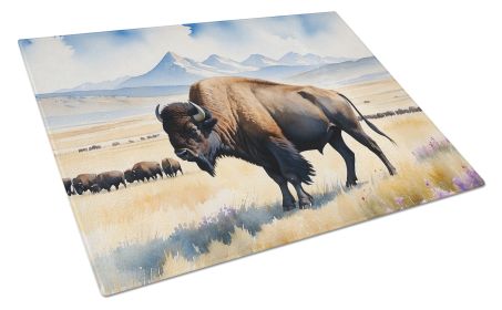 Prairie Bison Glass Cutting Board Decorative Tempered Glass Kitchen Cutting and Serving Board Large Size Chopping Board