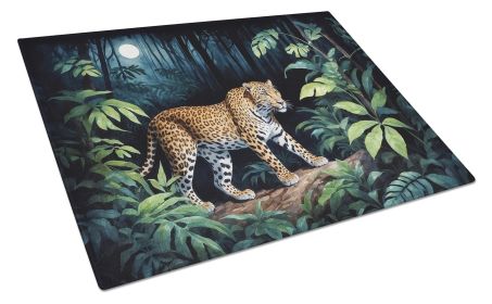 Leopard Nighttime in the Jungle Glass Cutting Board Decorative Tempered Glass Kitchen Cutting and Serving Board Large Size Chopping Board