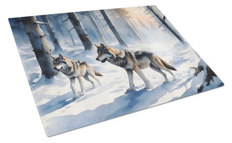 Winter Wolves Glass Cutting Board Decorative Tempered Glass Kitchen Cutting and Serving Board Large Size Chopping Board