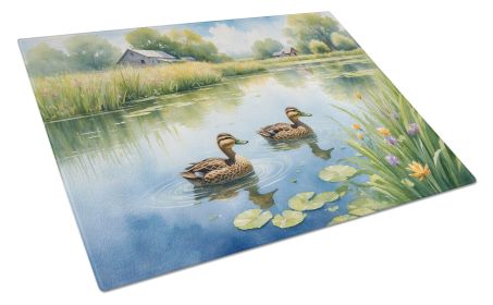 Mother Duck Glass Cutting Board Decorative Tempered Glass Kitchen Cutting and Serving Board Large Size Chopping Board