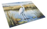 Snowy Egret in Coastal Marshes Glass Cutting Board Decorative Tempered Glass Kitchen Cutting and Serving Board Large Size Chopping Board