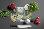 Mountain Stream Elk Glass Cutting Board Decorative Tempered Glass Kitchen Cutting and Serving Board Large Size Chopping Board