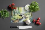 Woodland Spring Badgers Glass Cutting Board Decorative Tempered Glass Kitchen Cutting and Serving Board Large Size Chopping Board