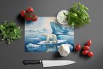 Polar Bear on the Ice Glass Cutting Board Decorative Tempered Glass Kitchen Cutting and Serving Board Large Size Chopping Board