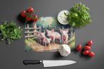 Piglets in the Mud Glass Cutting Board Decorative Tempered Glass Kitchen Cutting and Serving Board Large Size Chopping Board