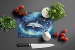 Dolphin in a Starry Sea Glass Cutting Board Decorative Tempered Glass Kitchen Cutting and Serving Board Large Size Chopping Board